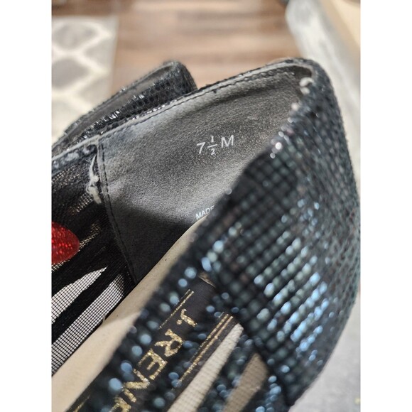 J. Renee Black And Mesh With Sequins Look Square Heel Pumps Size 7.5M - Picture 9 of 10